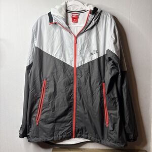 Nike Men's Windbreaker Jacket White, Gray with Red Zippers